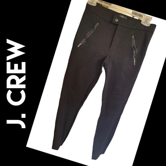 J. Crew Women's Skinny Pants Zip Pocket Work Trousers Casual Black Size 0R-EUC - Picture 1 of 13